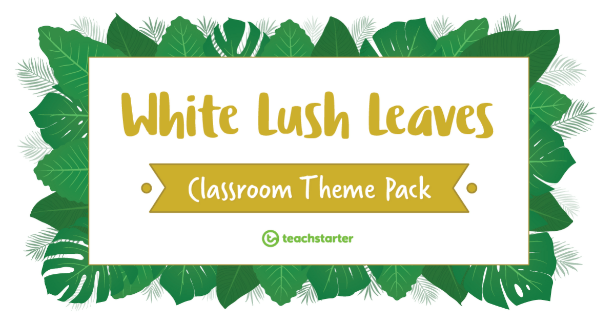 白色郁郁葱葱的叶子的预览图像教室主题包 - 资源包