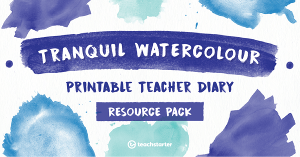 Preview image for Tranquil Watercolour Printable Teacher Diary Resource Pack - resource pack