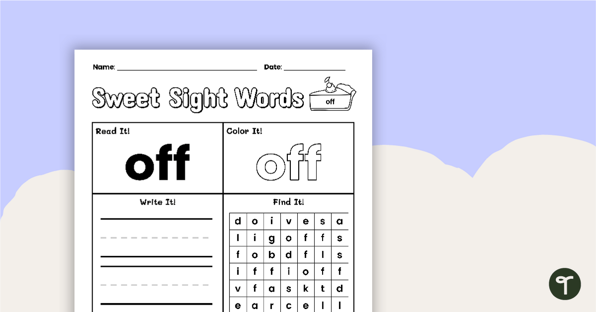 Sweet Sight Words Worksheet - OFF teaching resource