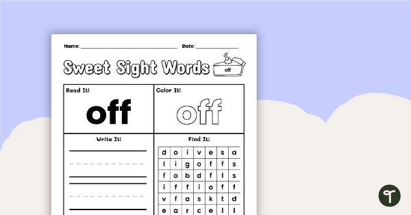 Go to Sweet Sight Words Worksheet - OFF teaching resource