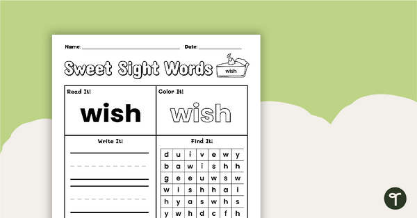 Go to Sweet Sight Words Worksheet - WISH teaching resource