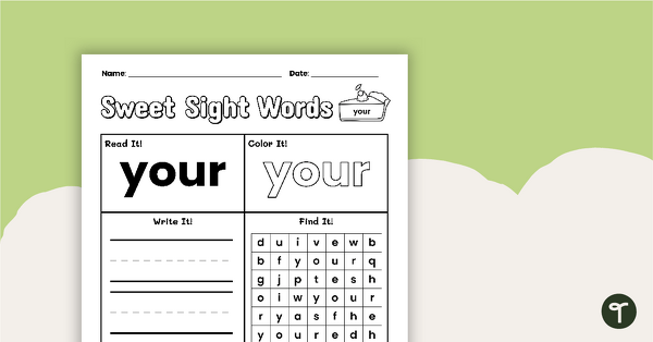Sweet Sight Words Worksheet - YOUR | Teach Starter