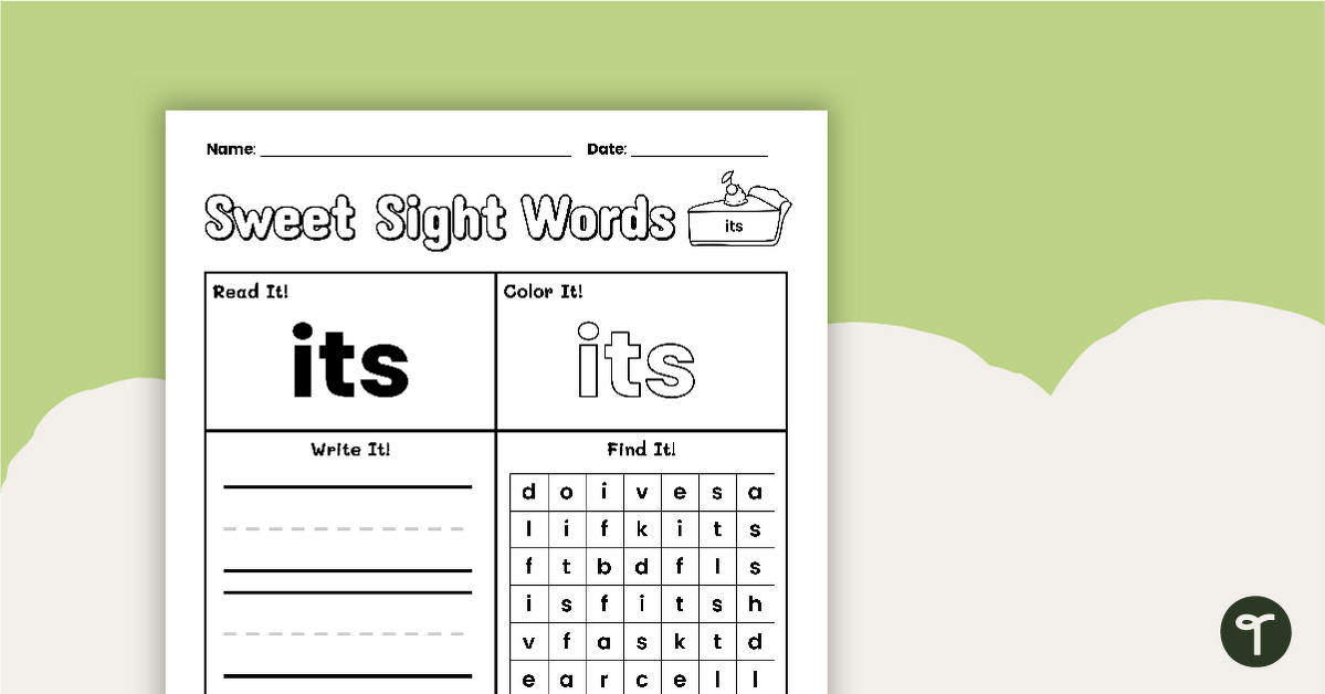 Sweet Sight Words Worksheet - ITS teaching resource