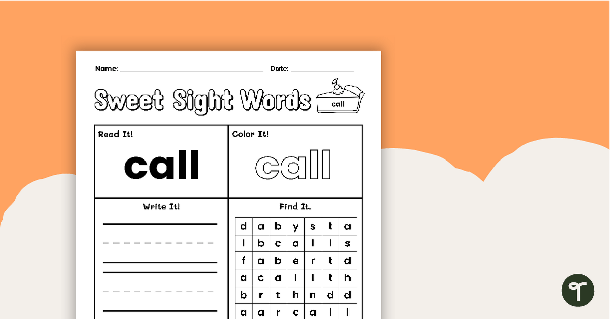 Sweet Sight Words Worksheet - CALL teaching resource