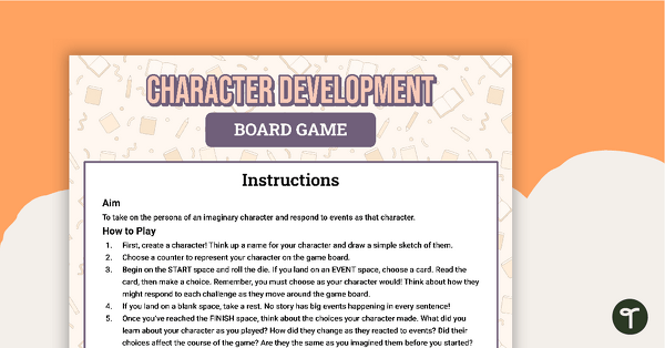 Character Development Board Game teaching resource