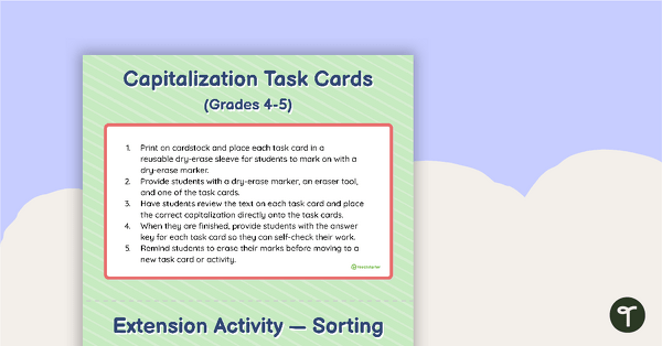 Capitalization Task Cards (Grades 4-5) teaching resource