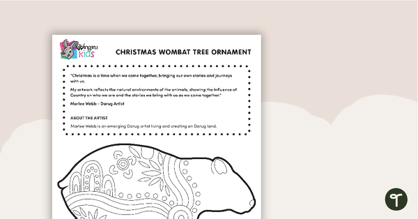 Preview image for Christmas Tree Ornament - Wombat - teaching resource