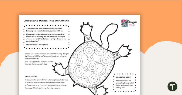 Preview image for Christmas Tree Ornament - Turtle - teaching resource
