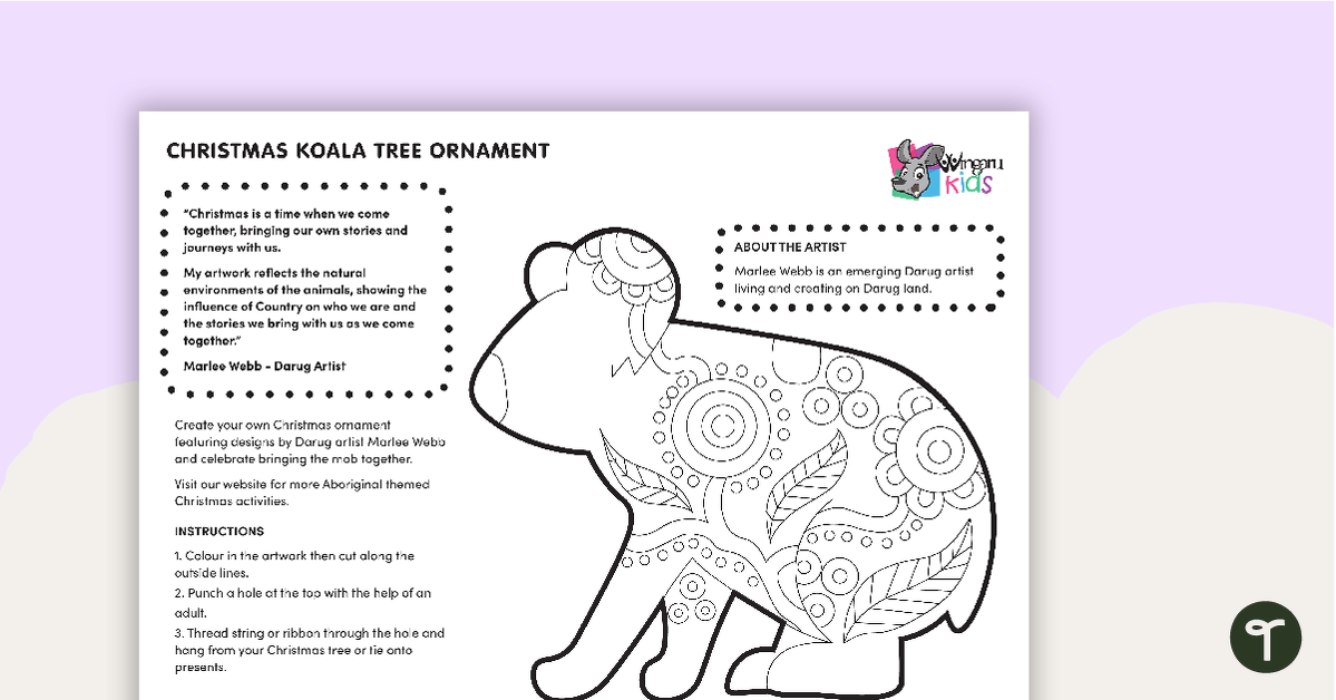 Christmas Tree Ornament - Koala teaching resource