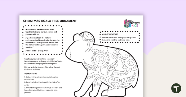 Preview image for Christmas Tree Ornament - Koala - teaching resource