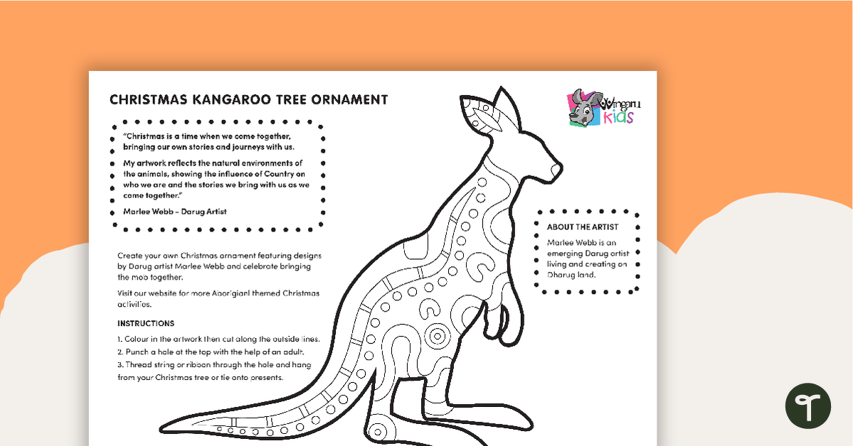 Christmas Tree Ornament - Kangaroo teaching resource