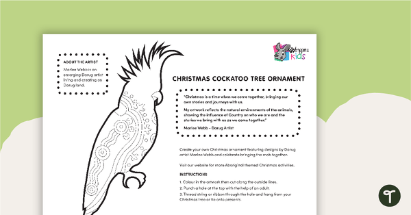 Preview image for Christmas Tree Ornament - Cockatoo - teaching resource