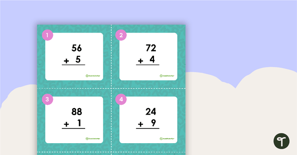 2-digit + 1-digit Task Cards teaching resource