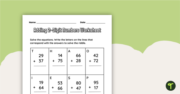 Image of Adding 2-Digit Numbers Worksheet