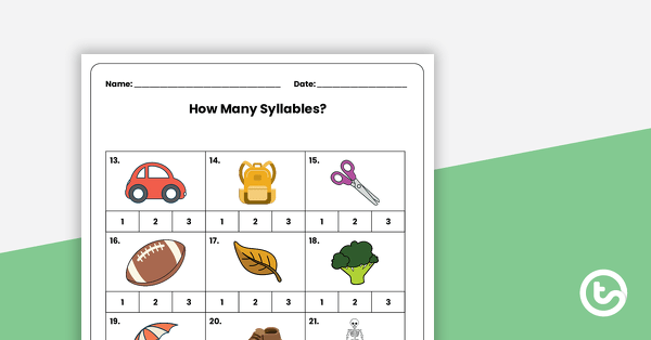 how many syllables worksheet teach starter