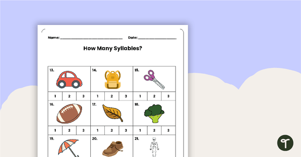 How Many Syllables? - Worksheet teaching resource