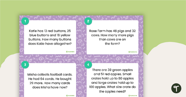 Addition and Subtraction Problem Solving Task Cards teaching resource