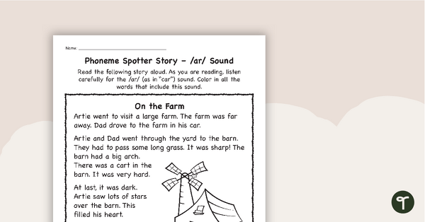 Go to Phoneme Spotter Story – /ar/ Sound teaching resource