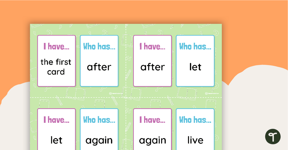 First Grade Dolch Words - I Have, Who Has? Game teaching resource