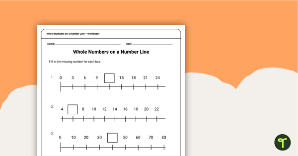 Preview image for Whole Numbers on a Number Line Worksheet - teaching resource