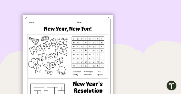 New Year, New Fun! Activity Sheet teaching resource