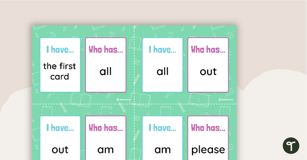 Go to I Have, Who Has? Game - Dolch Primer Sight Words teaching resource