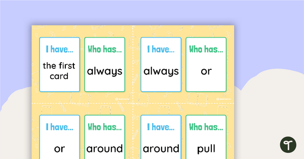 Image of I Have, Who Has? Game - Dolch Grade 2 Sight Words