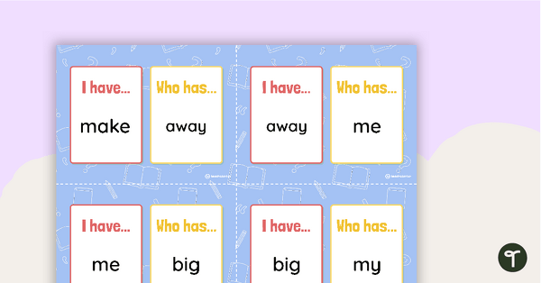 I Have, Who Has? Game - Dolch PrePrimer Sight Words teaching resource