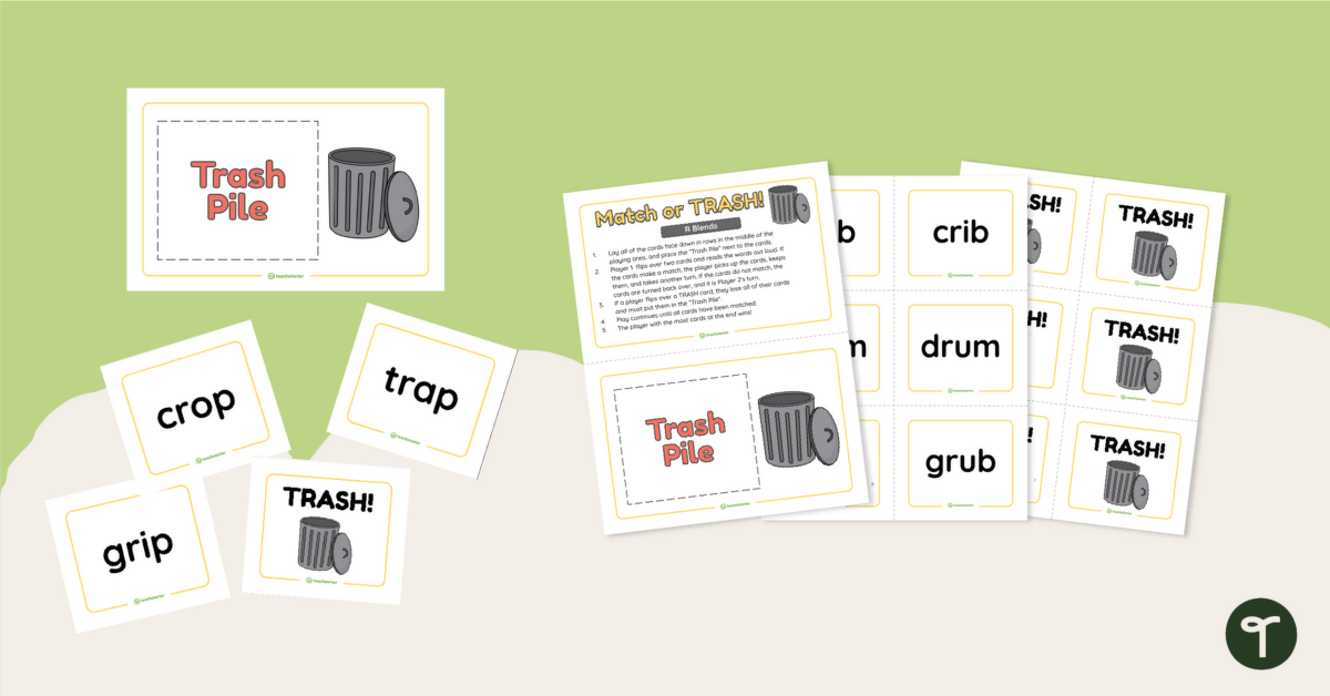 Match or TRASH! - R Blends Card Game teaching resource