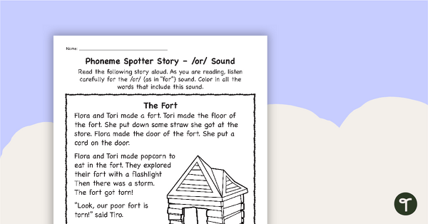 Go to Phoneme Spotter Story – /or/ Sound teaching resource