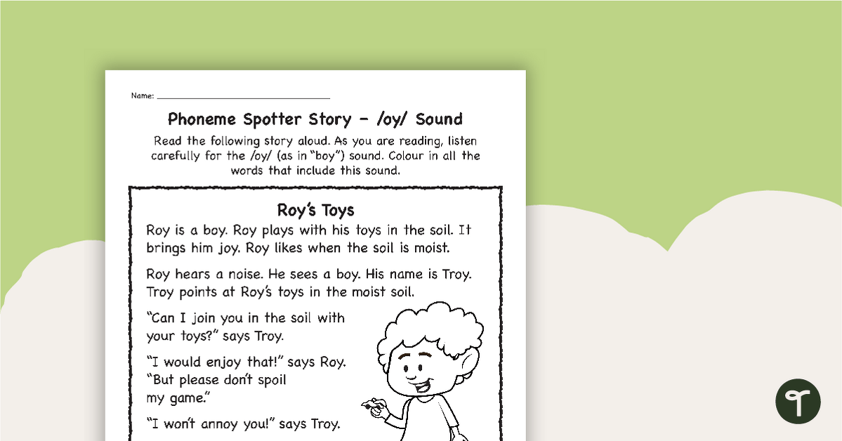 Phoneme Spotter Story – /oy/ Sound teaching resource