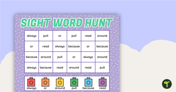 Go to Sight Word Hunt - Dolch 2nd Grade teaching resource