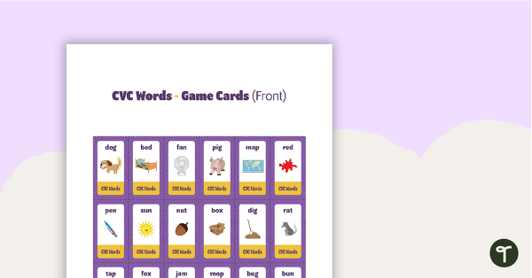 Preview image for What's My Card? CVC Words Board Game - teaching resource