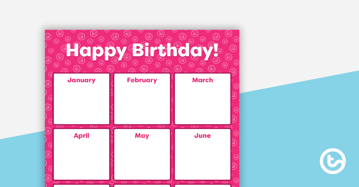 Pink Emoji - Happy Birthday Chart teaching resource