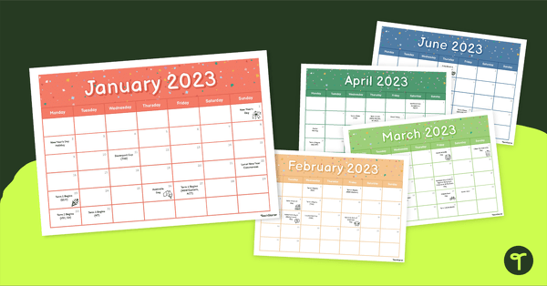 2022 Australian Calendar Of Important Events Teach Starter