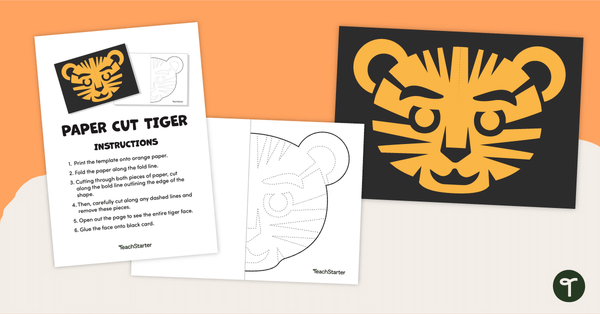 Paper Cut Tiger Template - Lunar New Year teaching resource