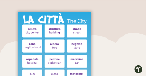 The City/La Citta - Italian Language Poster teaching resource