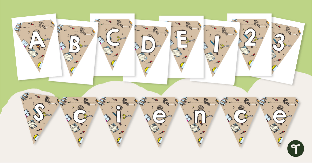 Brown Science Themed - Letters and Numbers Bunting teaching resource