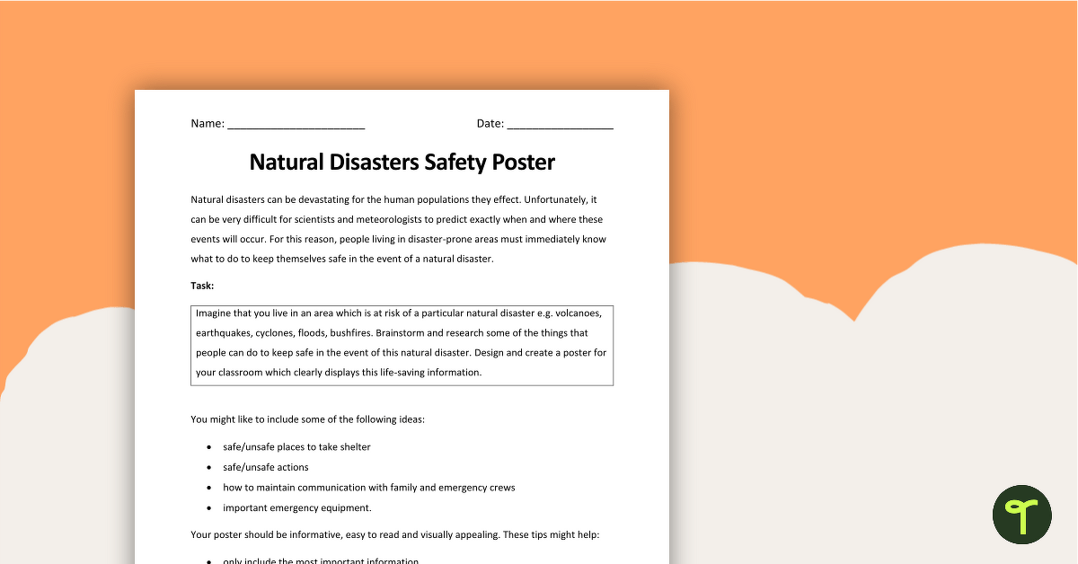 Natural Disasters Safety Poster teaching resource