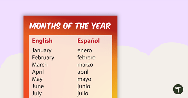 Months of the Year in Spanish and English teaching resource