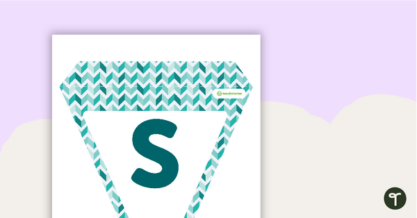 Teal Chevron - Letters and Numbers Pennant Banner teaching resource