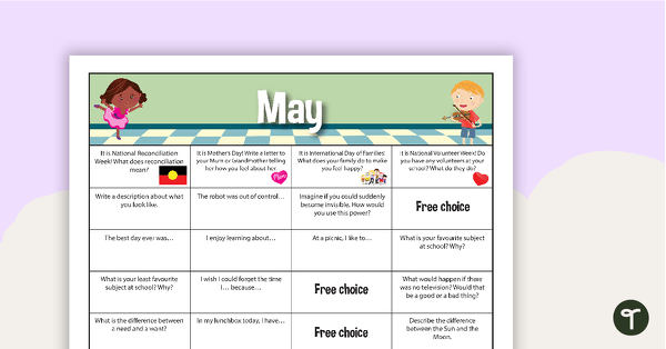 May Writing Prompts - Lower Primary teaching resource
