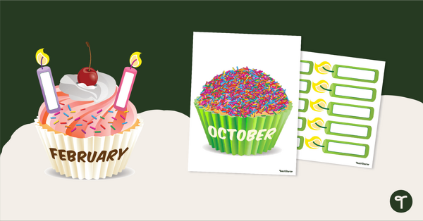 Cupcake Birthday Bulletin Board teaching resource
