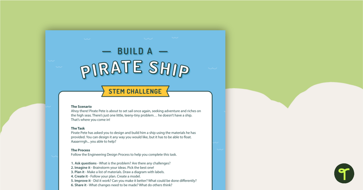 Build a Pirate Ship STEM Challenge for Lower Elementary teaching resource