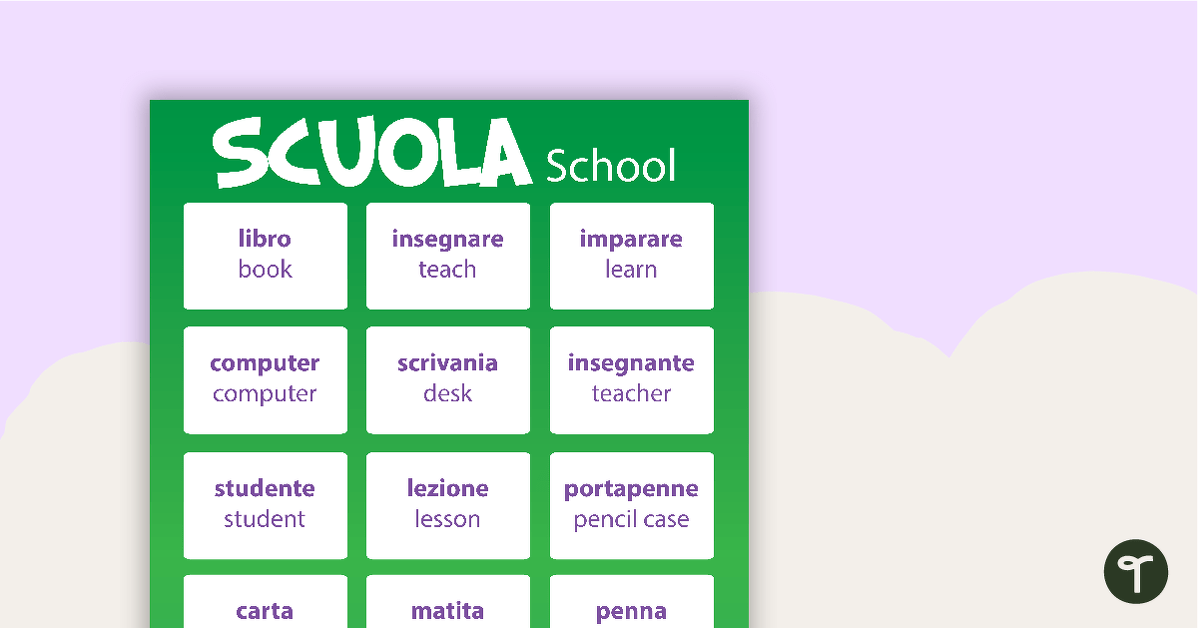 School/Scuola - Italian Language Poster teaching resource