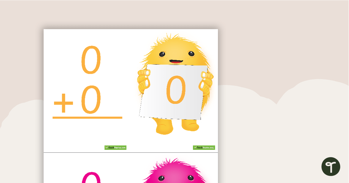 1-10 Addition Flashcards - Monsters (Vertical) teaching resource