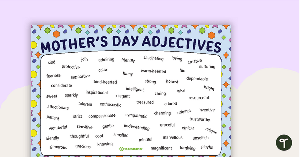 Mother's Day Adjectives Poster teaching resource