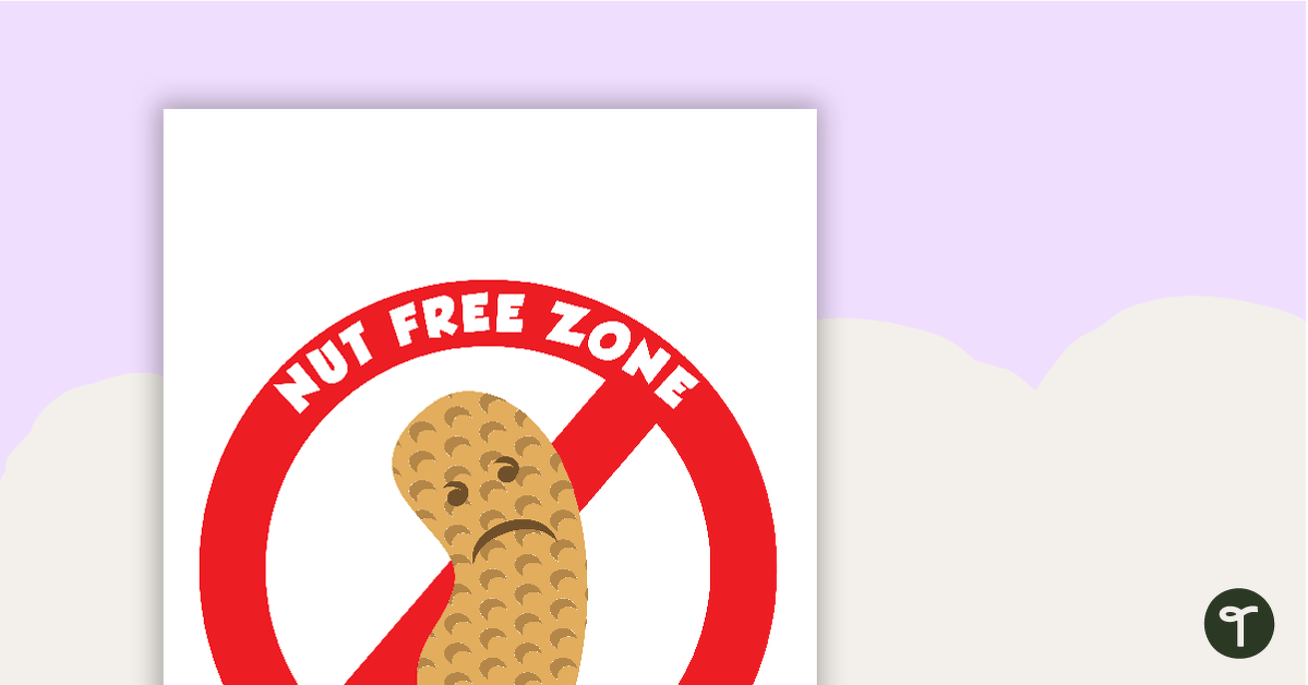 Nut Free Zone Poster teaching resource