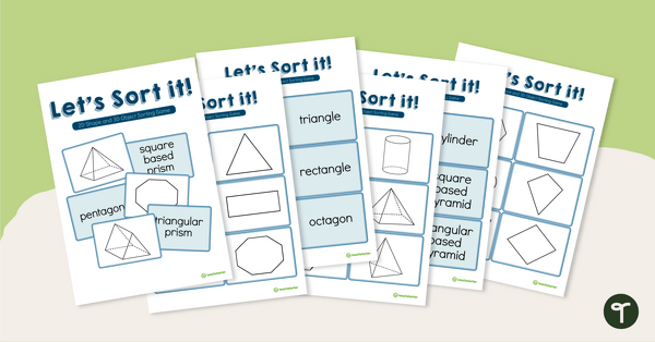 Go to Let's Sort It! - 2-D Shapes and 3-D Figures Sorting Activity teaching resource