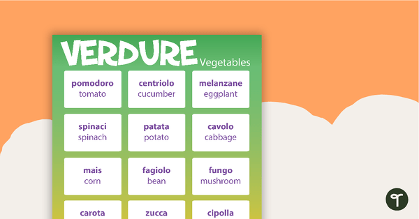 Vegetables/Verdure - Italian Language Poster teaching resource